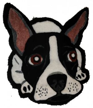 Bulldog frances en alfombra pequeña